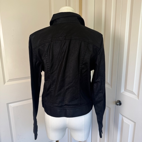 LRL Lauren Jeans Co Short Jacket Size Large Black Buttoned Matte Shimmer - Picture 5 of 9